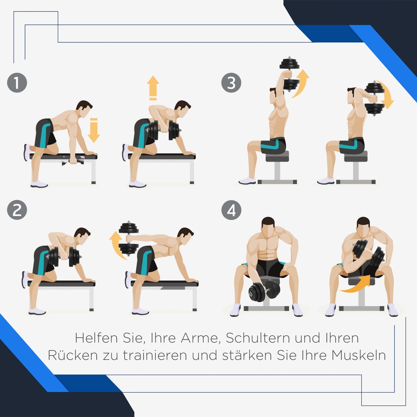 40 kg floor-friendly dumbbell set, steel - strength training
