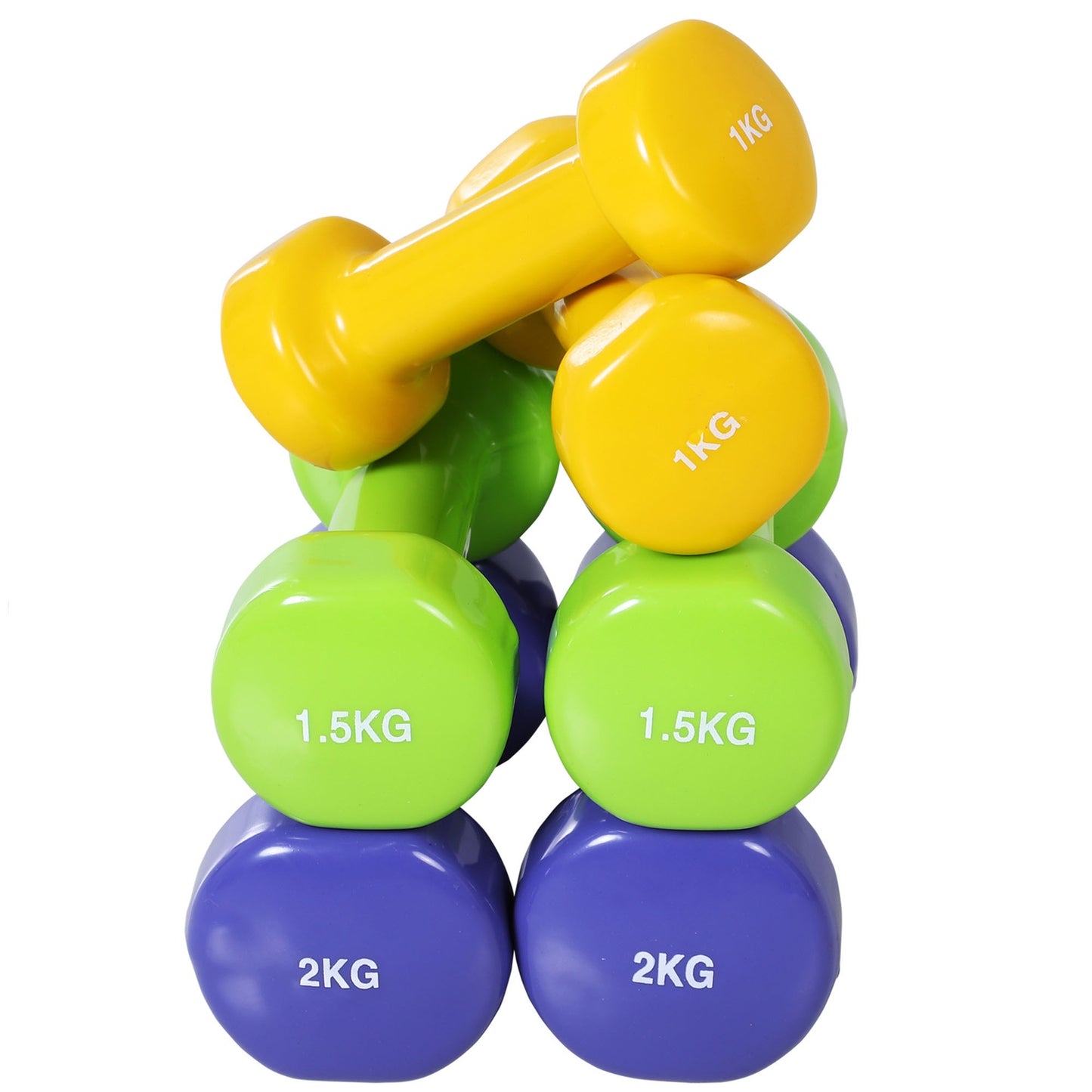 Portable dumbbell set with case, 4 pairs, 1-2 kg