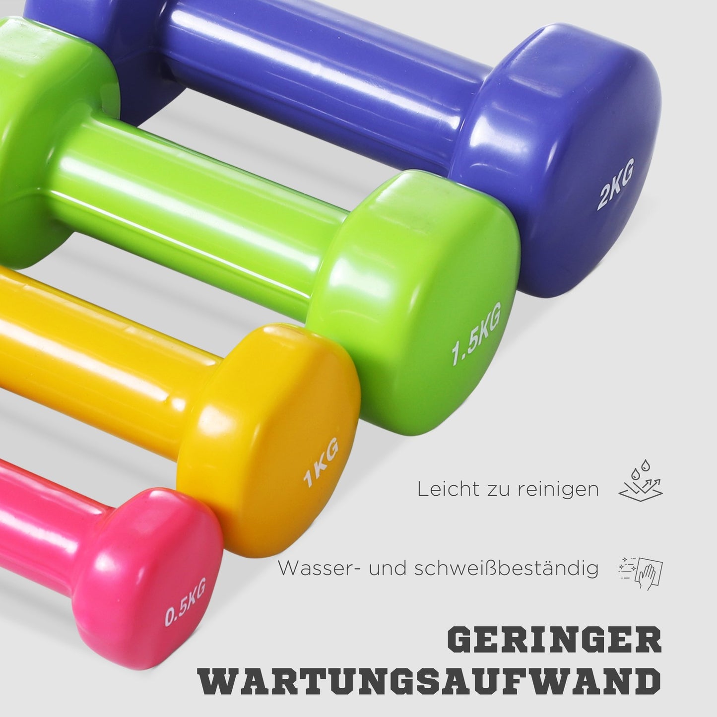 Portable dumbbell set with case, 4 pairs, 1-2 kg