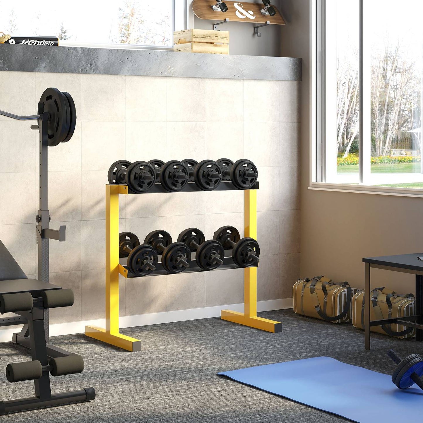 2-layer dumbbell rack for 270 kg, strength training
