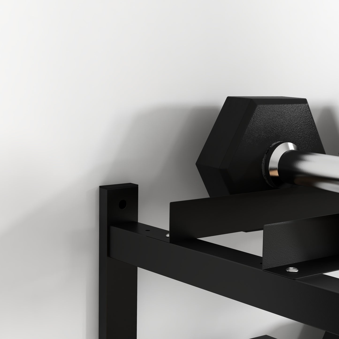 Wall-mounted dumbbell rack, 2 shelves, 70 kg capacity