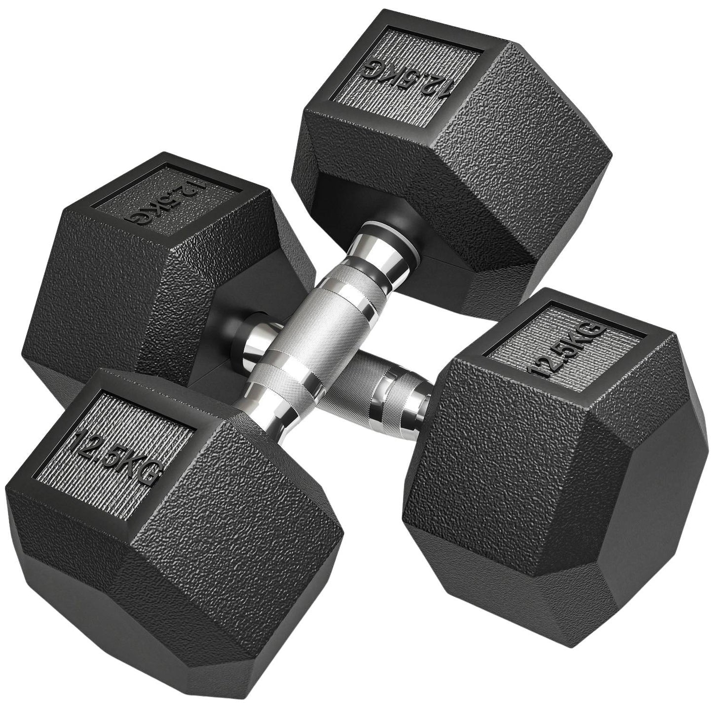 Dumbbells, Knurled Grip, Cast Iron, 2 x 12.5 kg