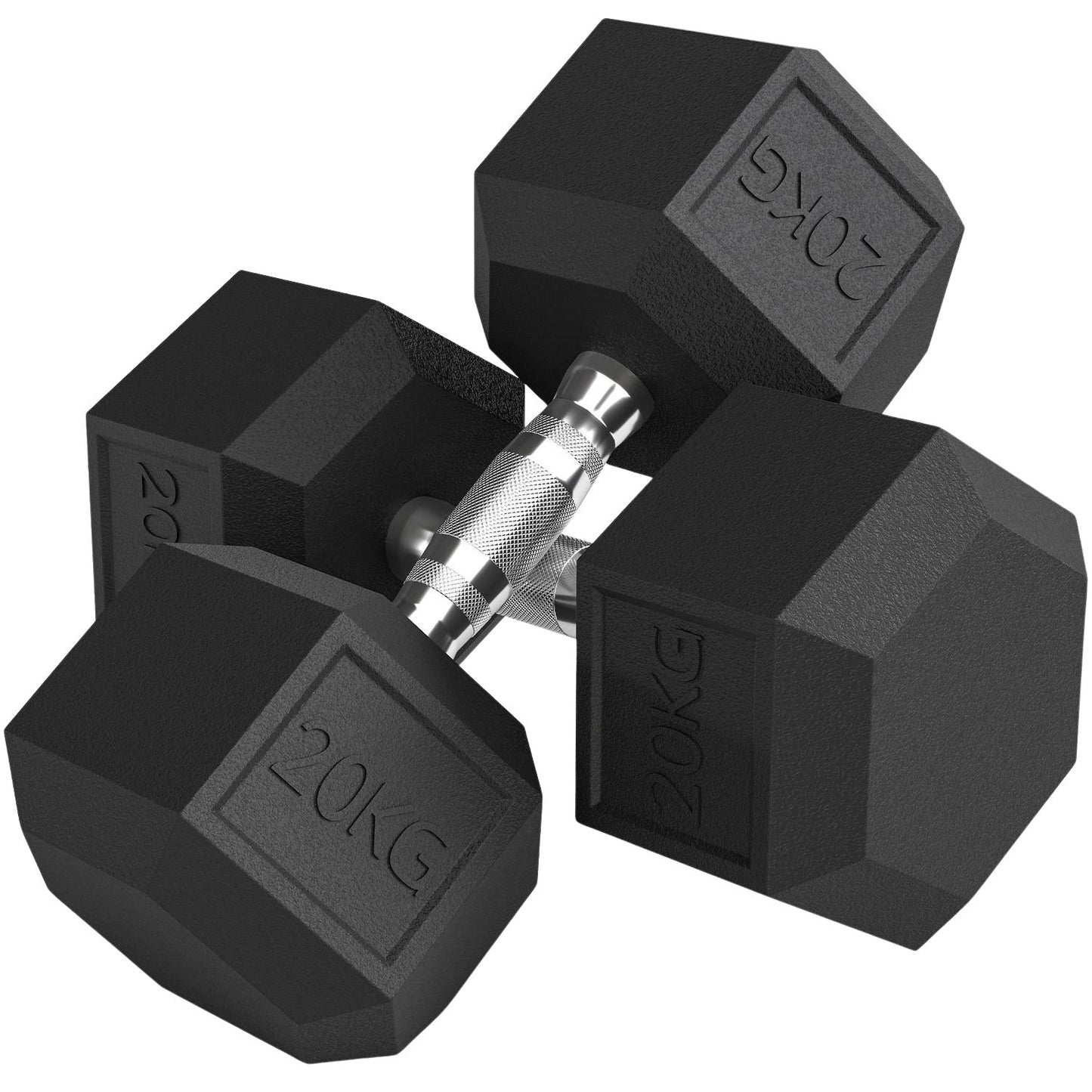 Dumbbells, Knurled Grip, Cast Iron, 2 x 20kg for Home Gym