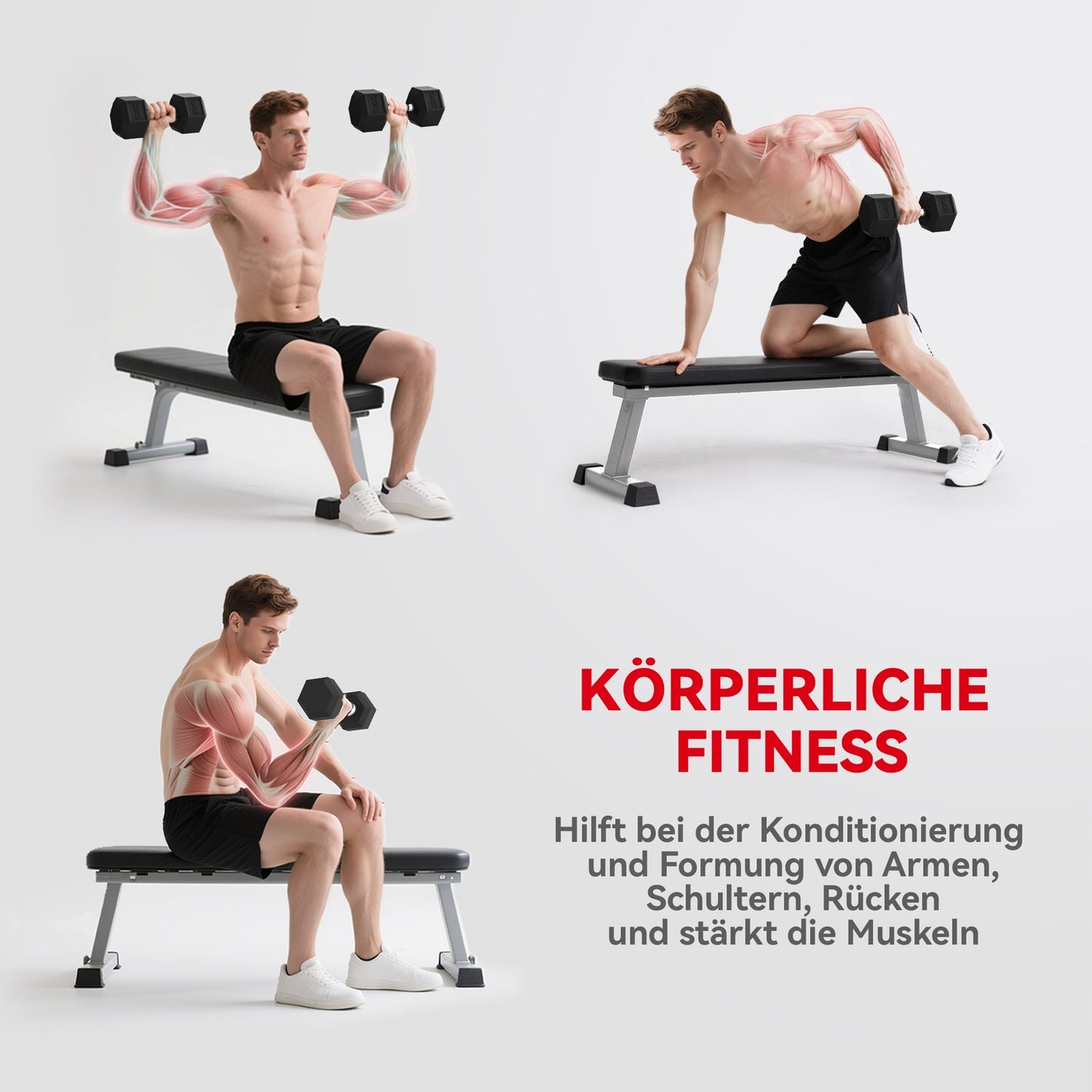 Dumbbells, Knurled Grip, Cast Iron, 2 x 20kg for Home Gym