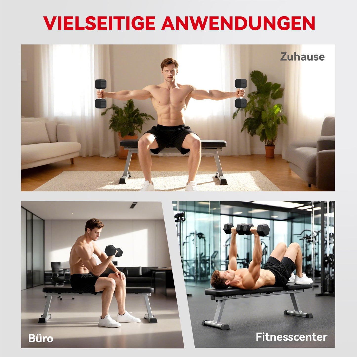Dumbbells, Knurled Grip, Cast Iron, 2 x 20kg for Home Gym