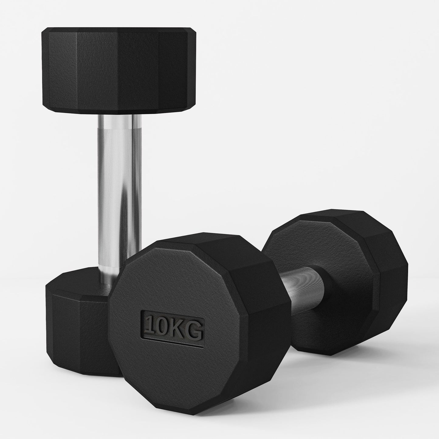 20 kg dumbbell set in metal, non-slip, black, strength training