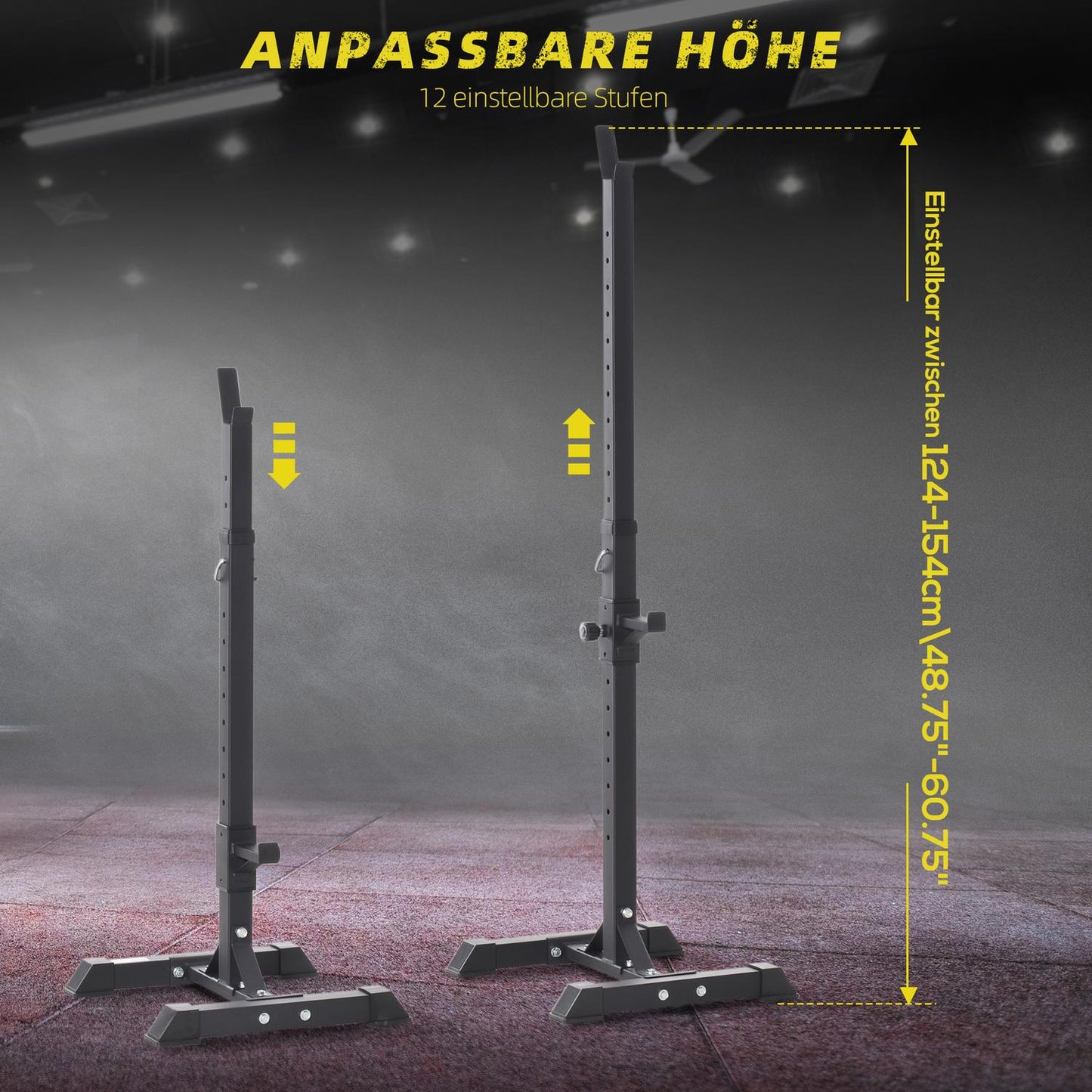 Height-adjustable steel dumbbell rack, 150 kg capacity