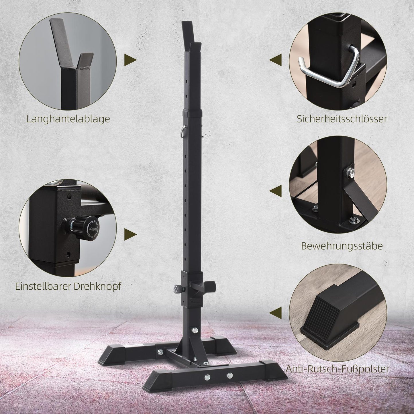 Height-adjustable steel dumbbell rack, 150 kg capacity