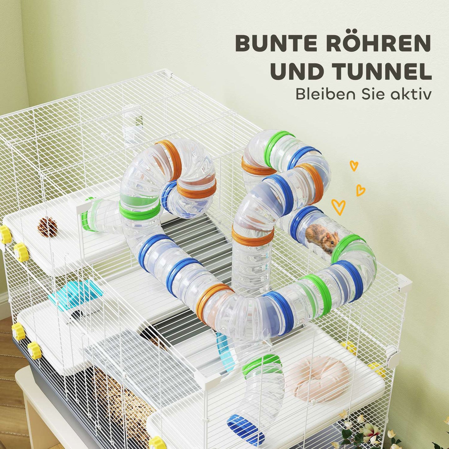 Dwarf Hamster Cage, 4 Levels, Tunnel System, 78x45x73 cm
