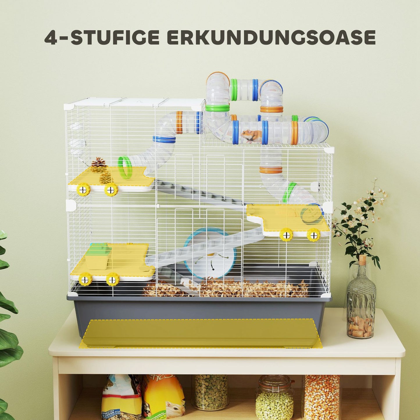Dwarf Hamster Cage, 4 Levels, Tunnel System, 78x45x73 cm