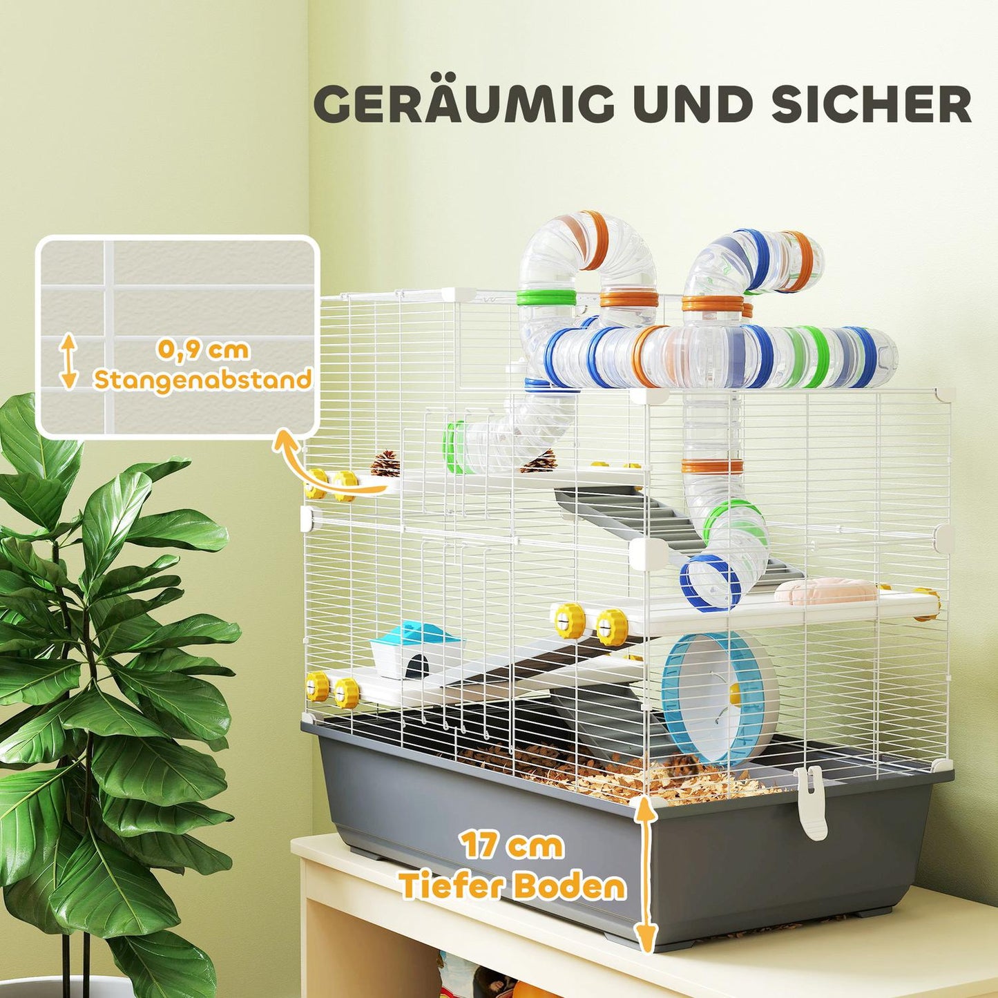 Dwarf Hamster Cage, 4 Levels, Tunnel System, 78x45x73 cm