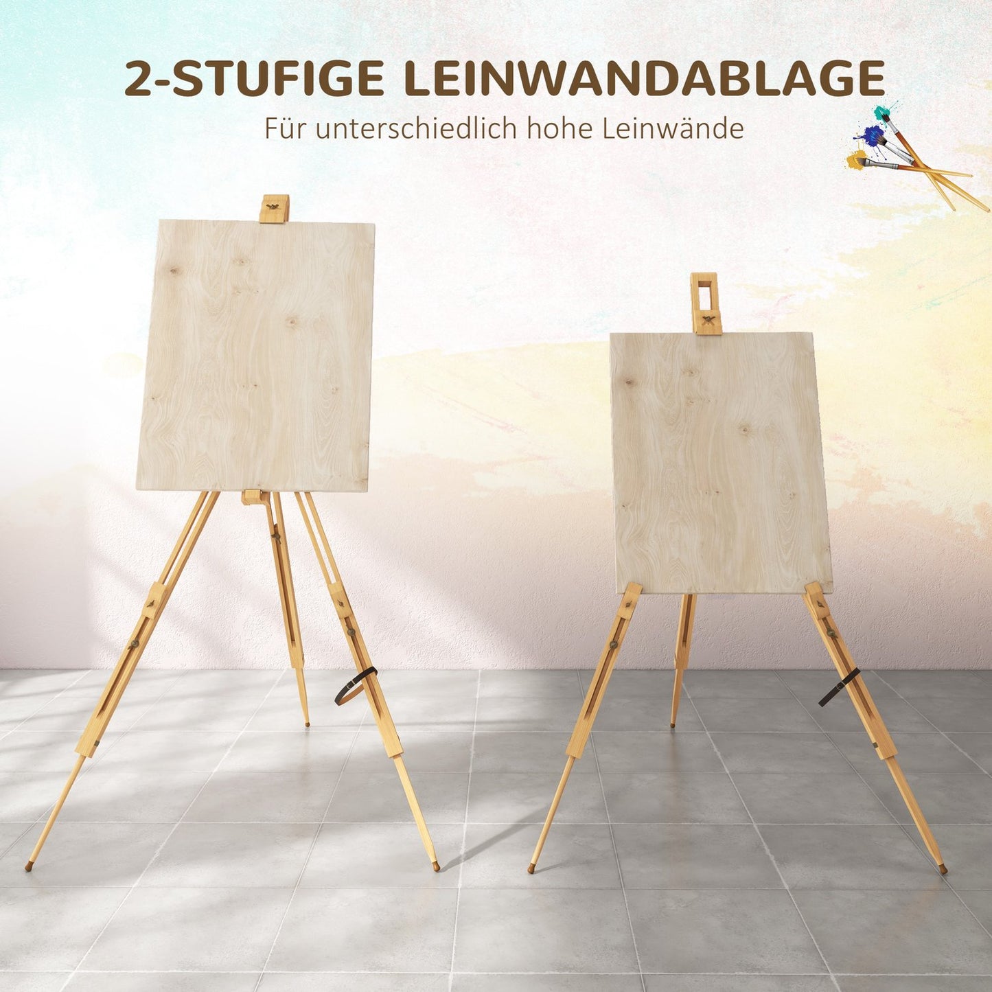 Adjustable stand in beech wood for 107 cm canvas
