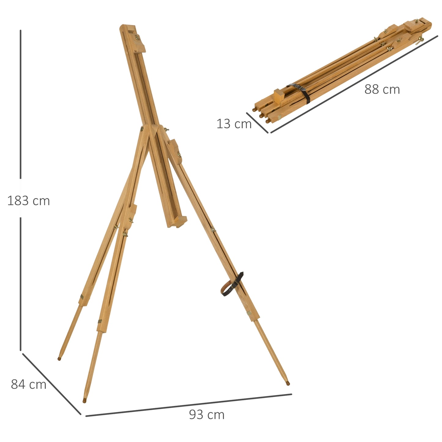 Adjustable stand in beech wood for 107 cm canvas