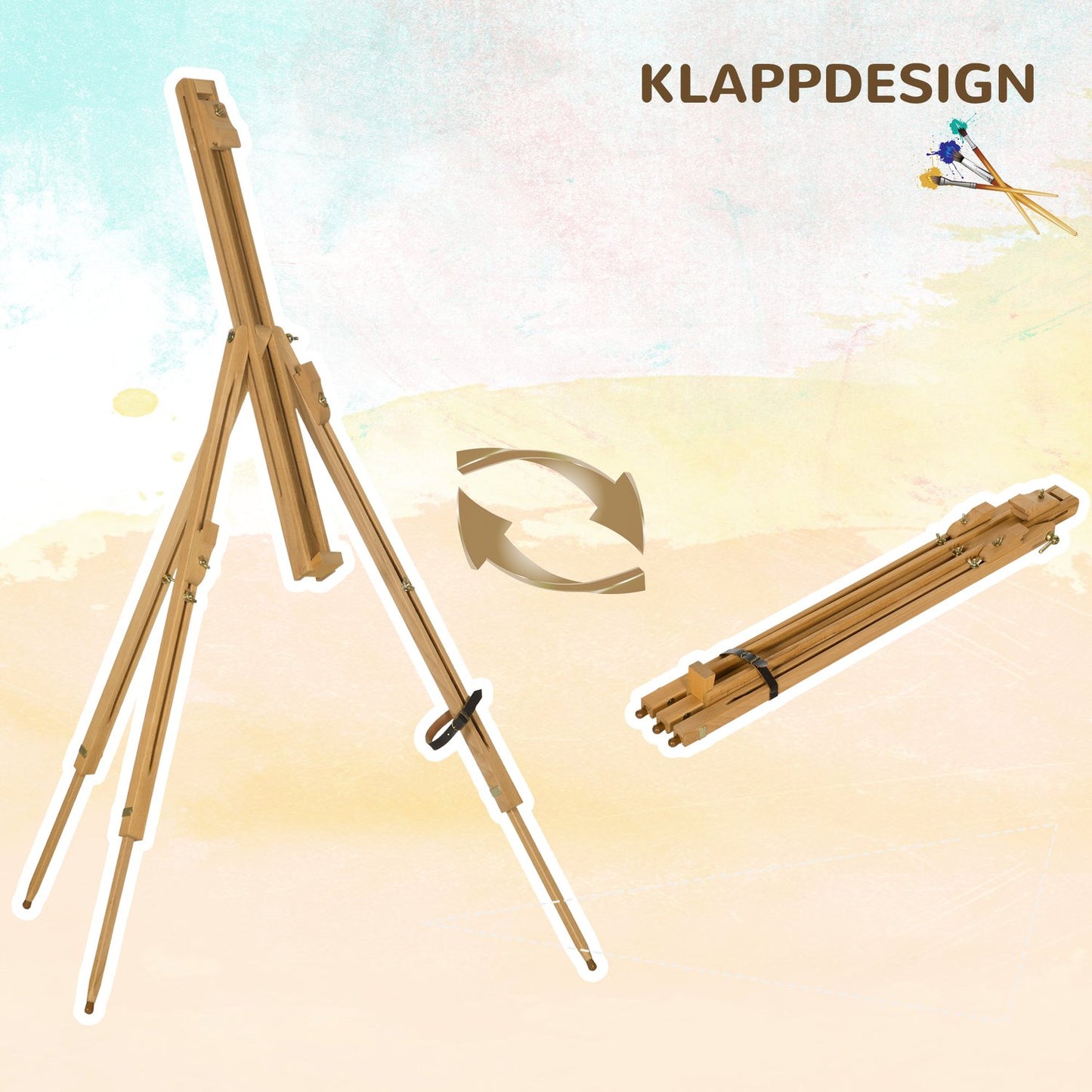 Adjustable stand in beech wood for 107 cm canvas