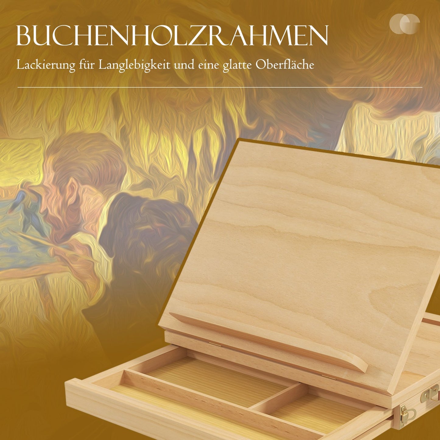 Adjustable easel in beech wood with drawer - collapsible studio stand