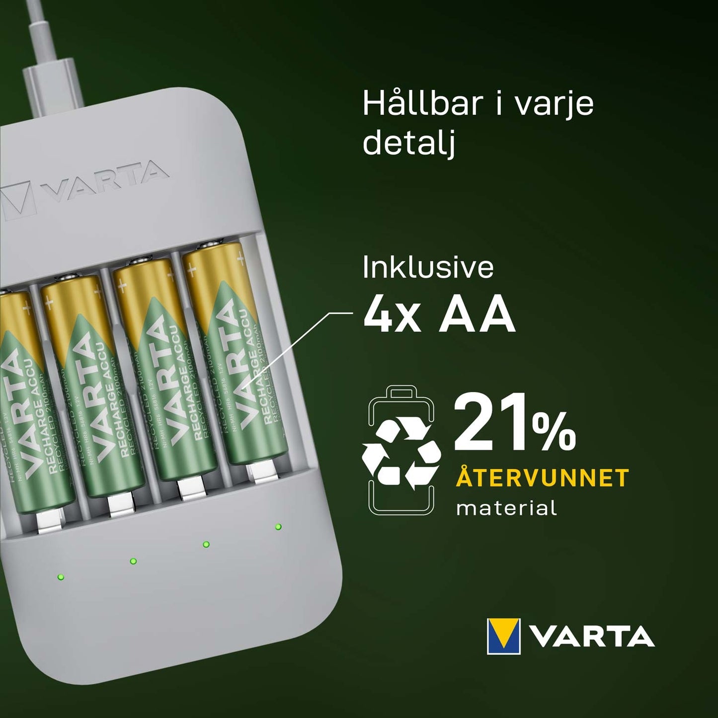 Eco Charger Pro Recycled incl. 4x AA 2100 mAh
