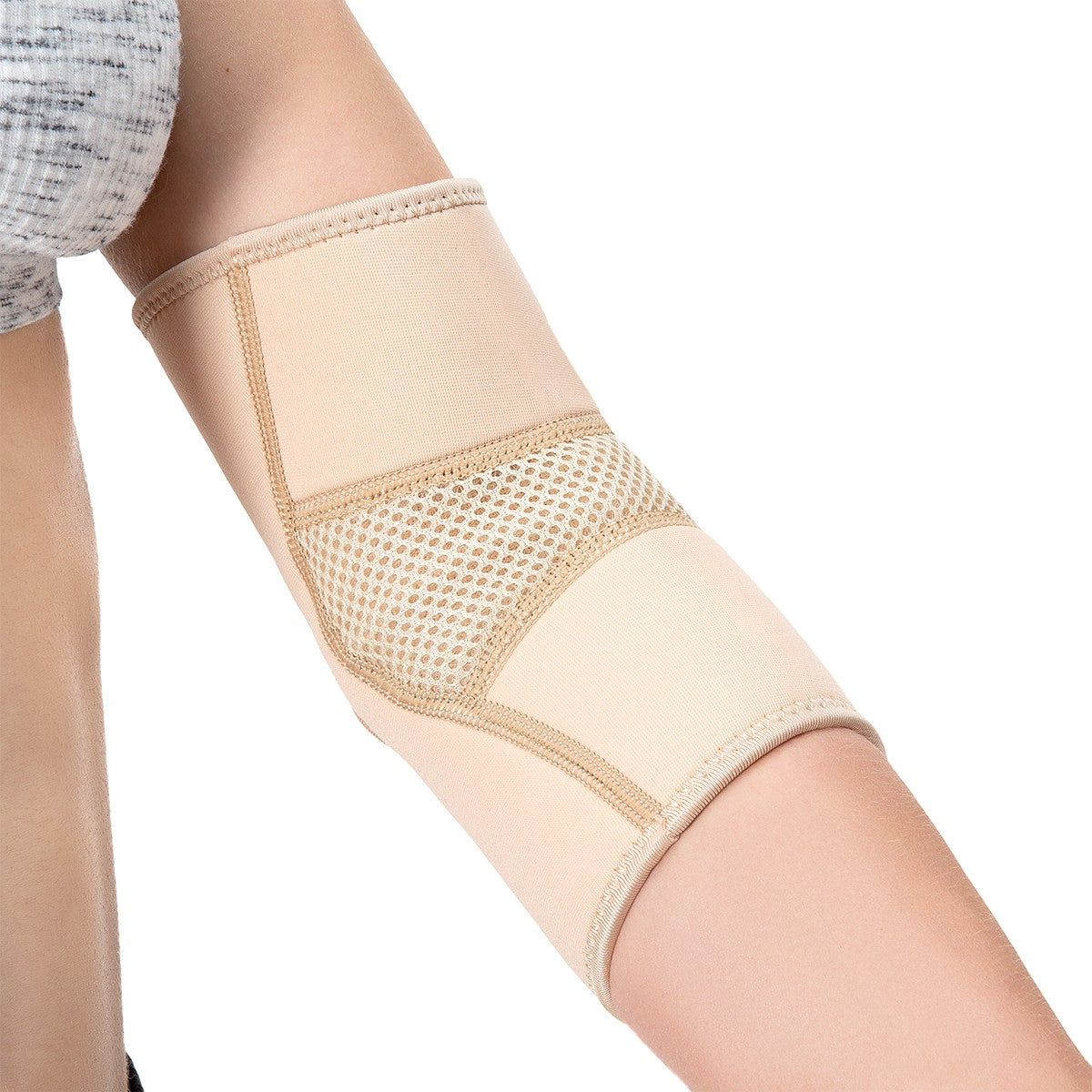 Elbow Support, Beige, Size M, Compression Sleeve