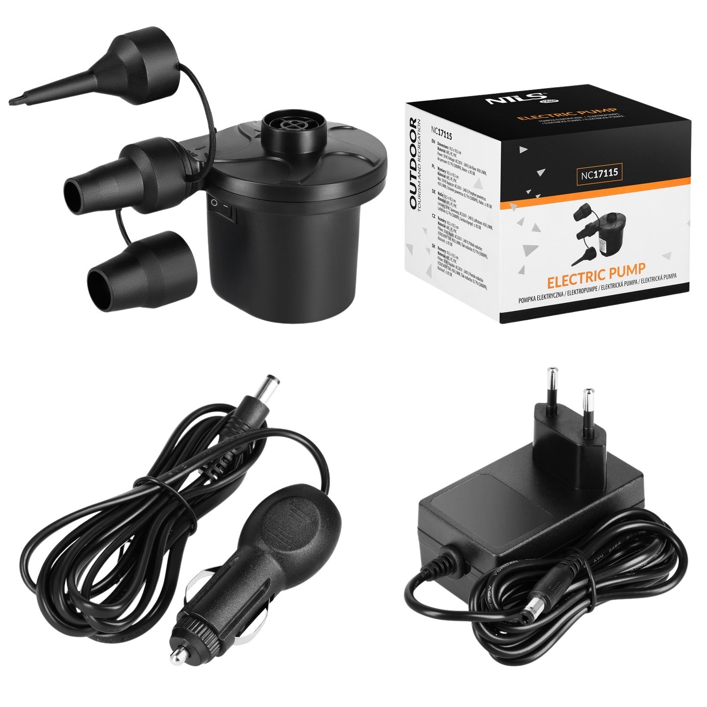Electric Air Pump 230V-12V with Adapters