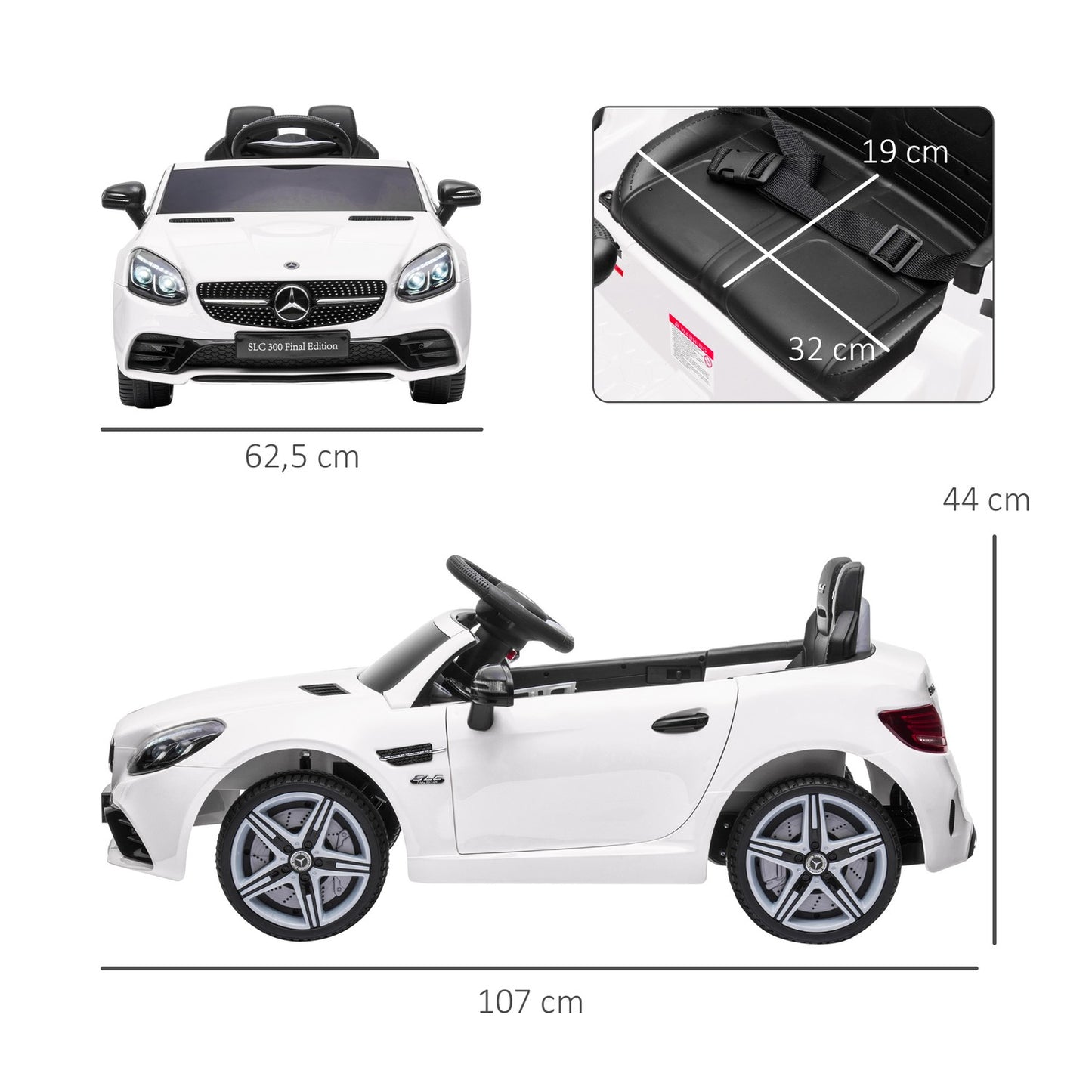 Electric ride-on car for children 3+, remote control, LED lights