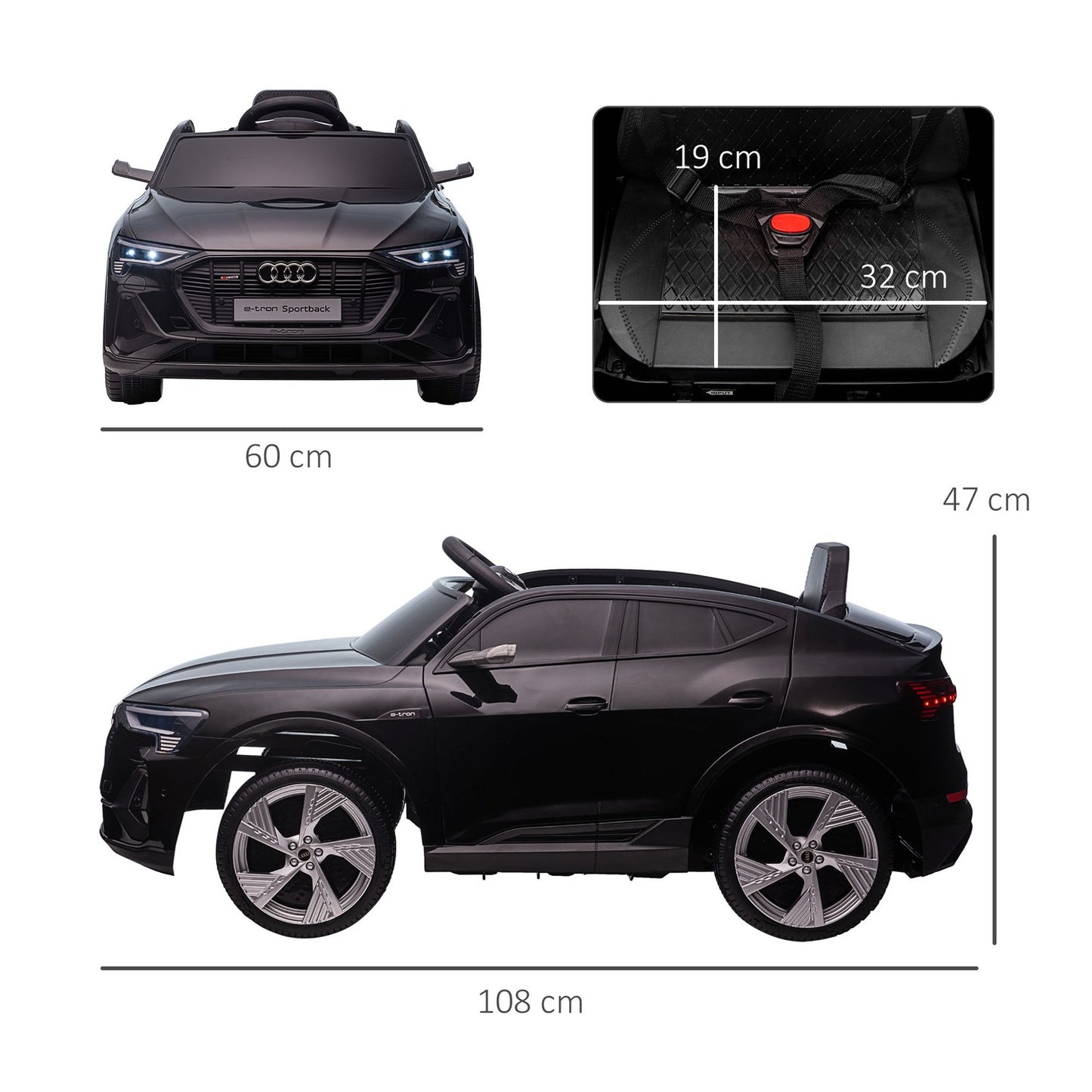 Electric children's car with remote control, seat belt and music, 3-5 years