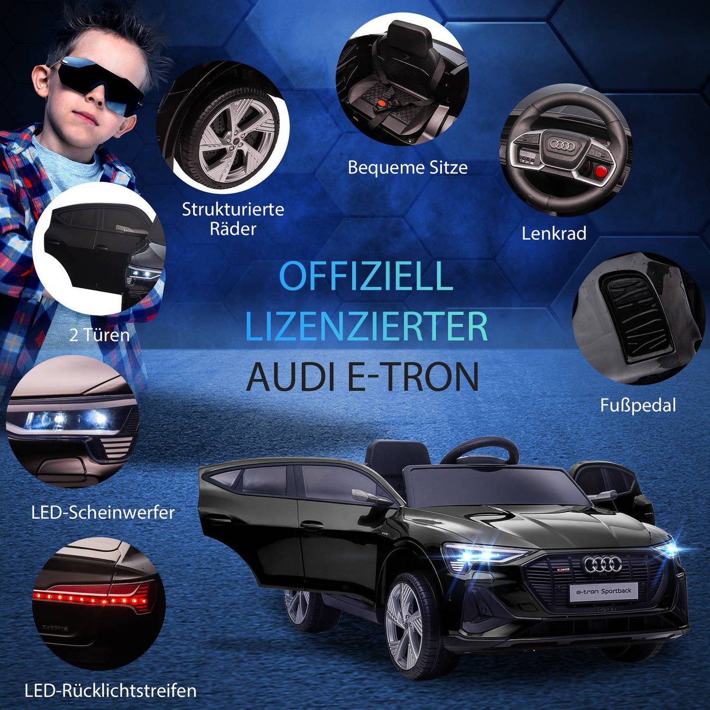Electric children's car with remote control, seat belt and music, 3-5 years