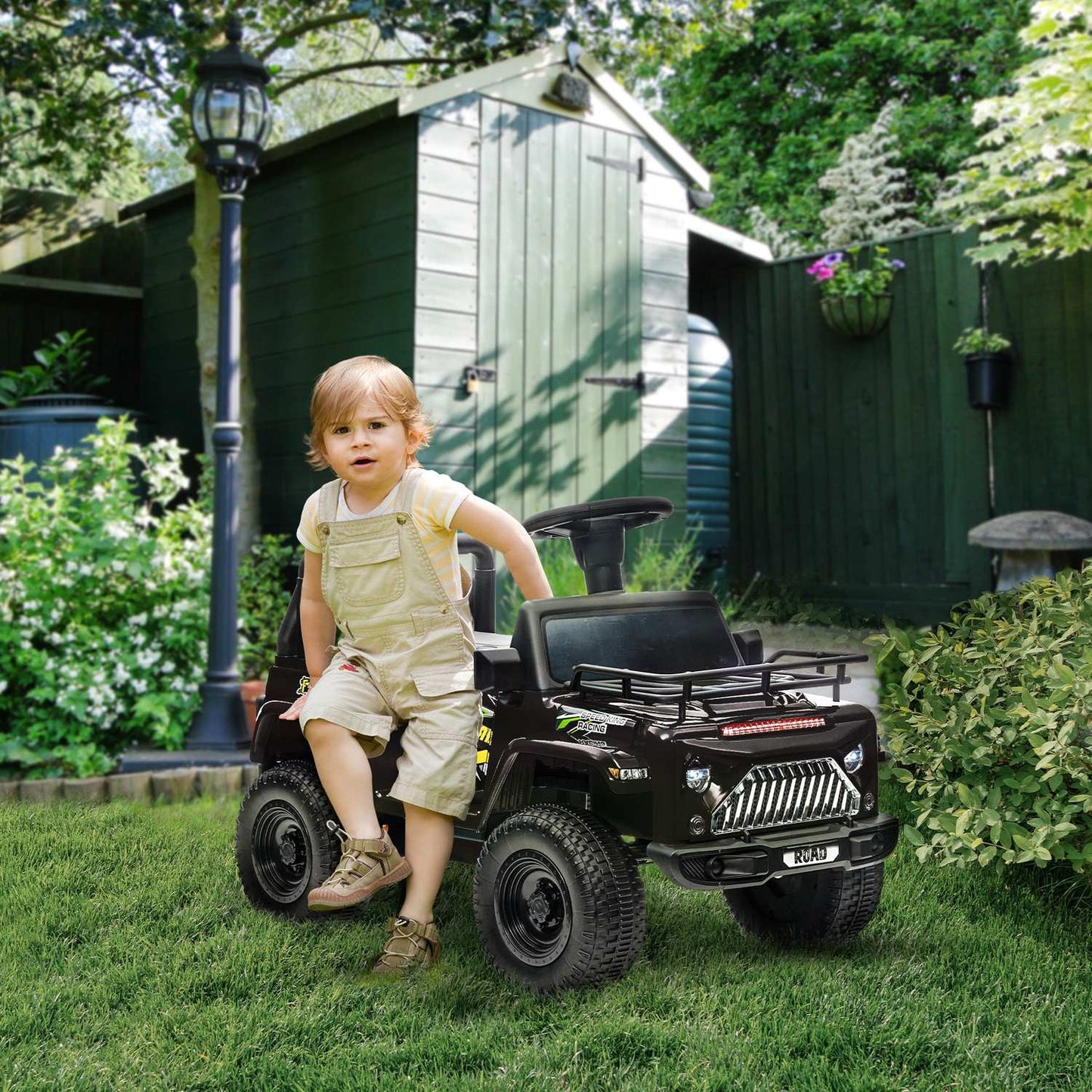 Electric Riding Off-Road Vehicle with Music and Storage - Black