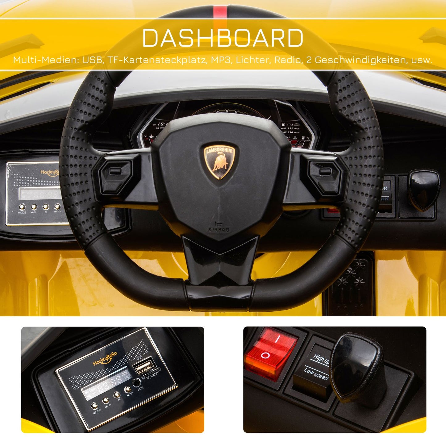 Electric Lamborghini passenger car with remote control, MP3 and lights