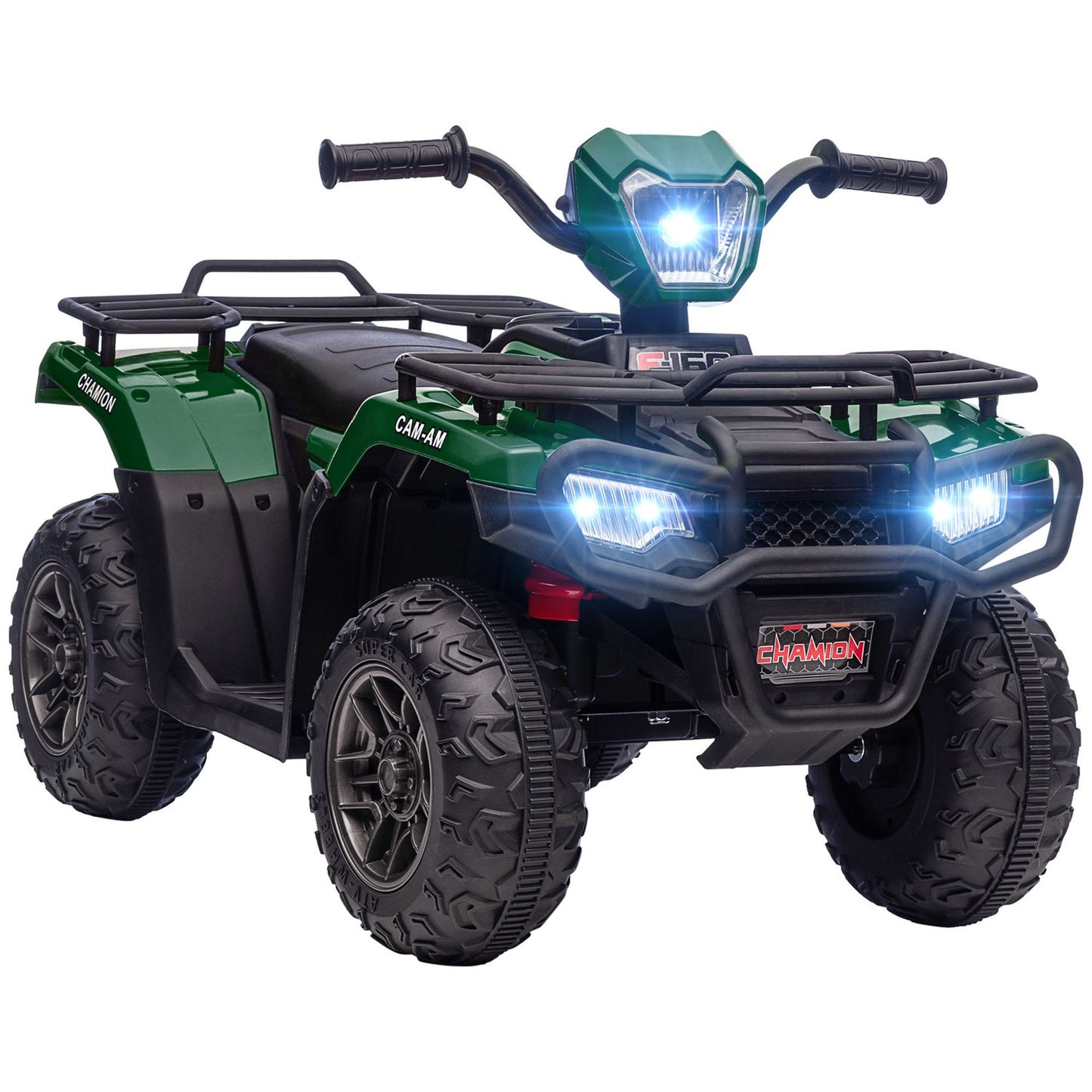 Electric quad bike for children - LED and music, 3+, black/green