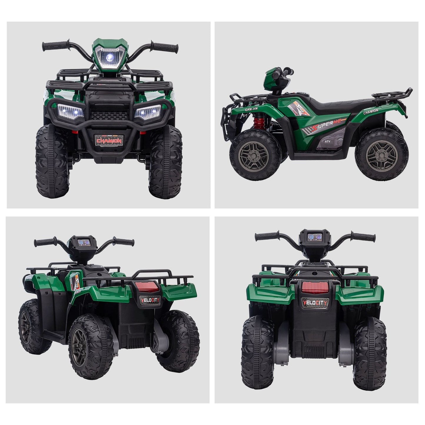 Electric quad bike for children - LED and music, 3+, black/green