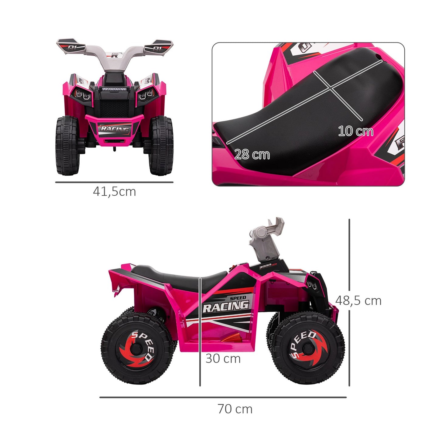 Electric quad bike for children, forward/backward, 6V, 1.5-3 years, pink