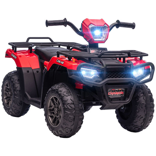 Electric quad bike for children with LED and music, black/red