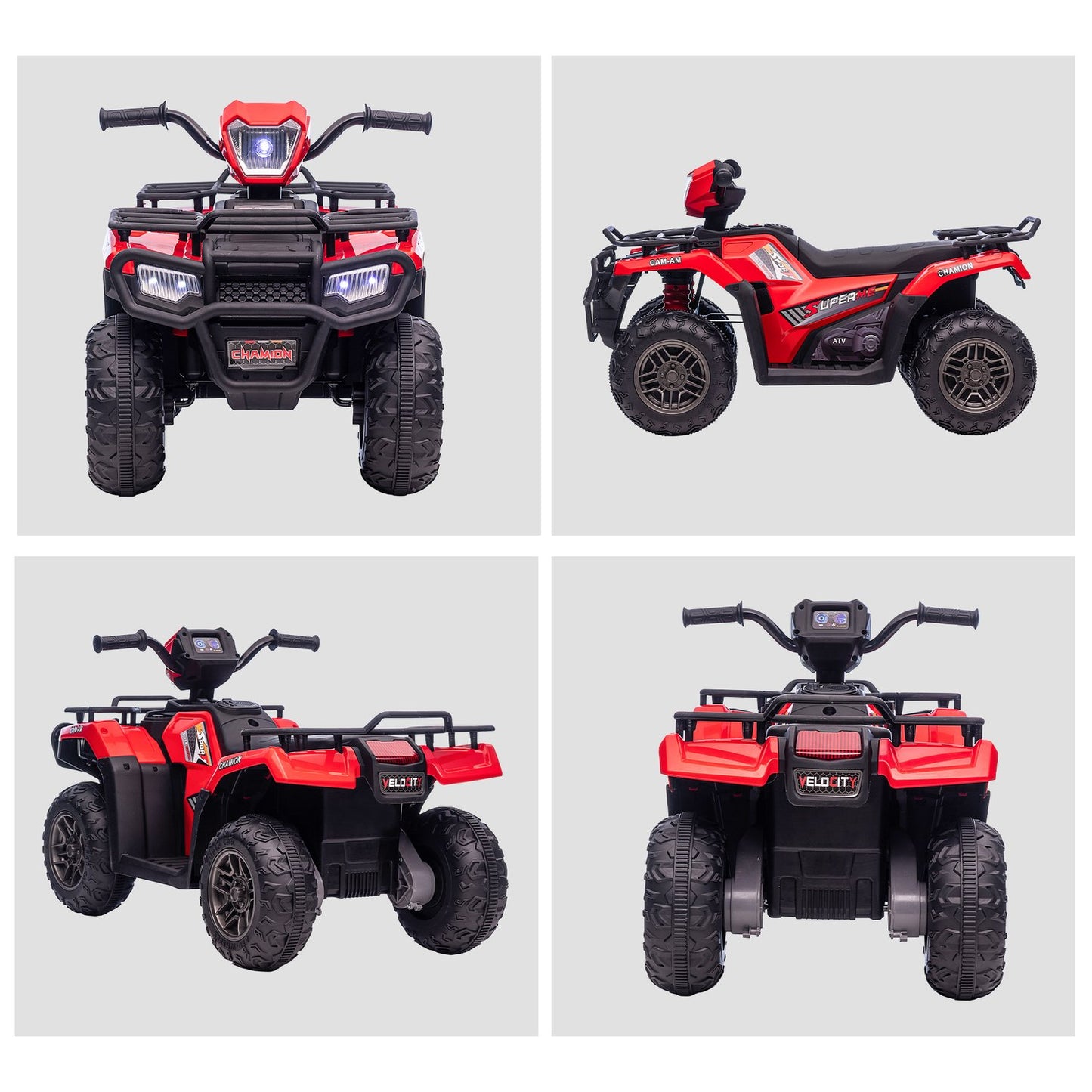 Electric quad bike for children with LED and music, black/red