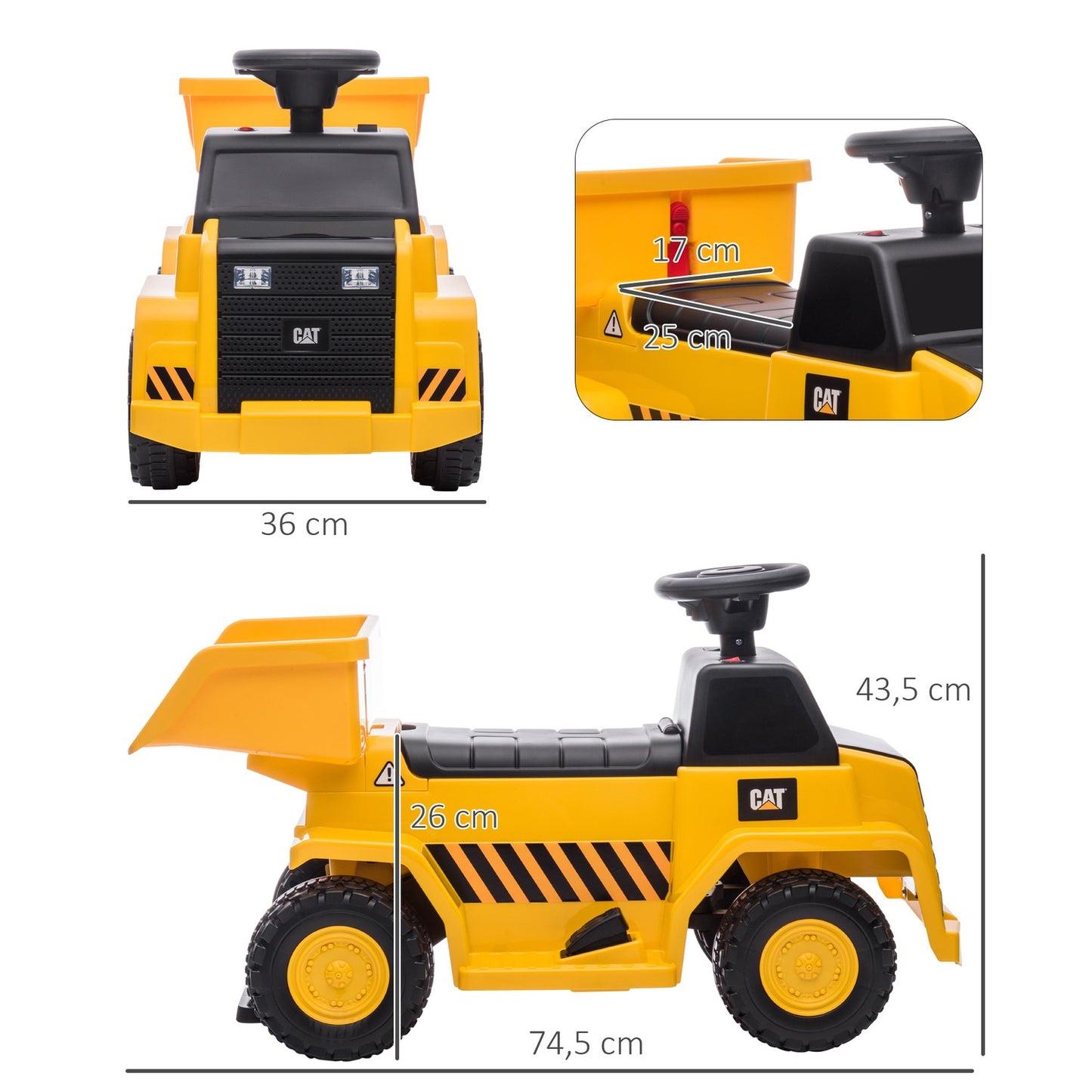 Electric toy tractor with horn and tilt loader