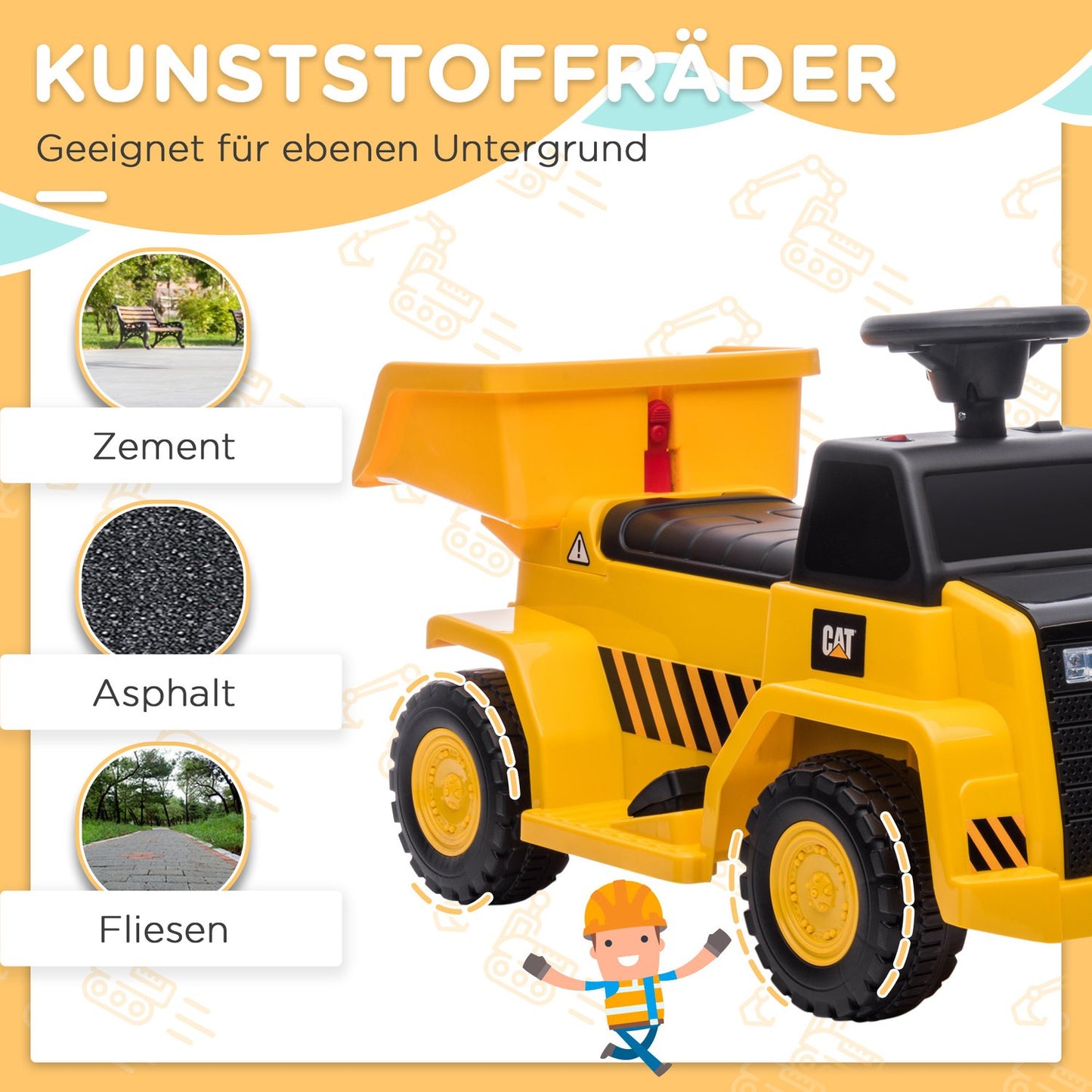 Electric toy tractor with horn and tilt loader