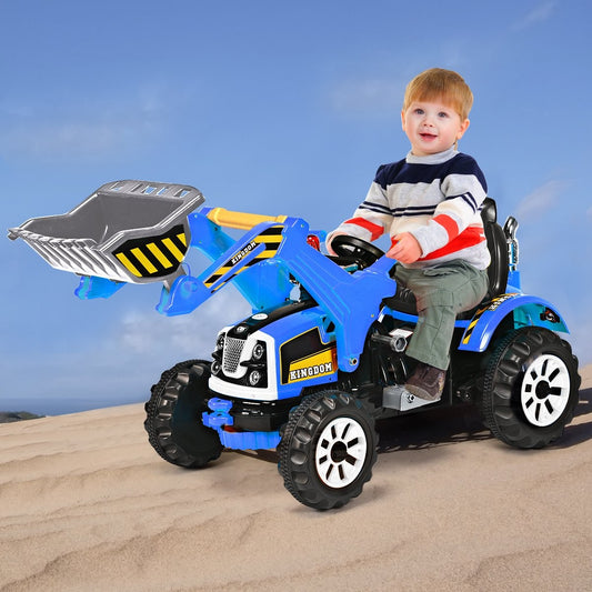 Electric Children's Forklift 12V Battery Operated Children's Excavator with 2 Speeds Children's Car Blue