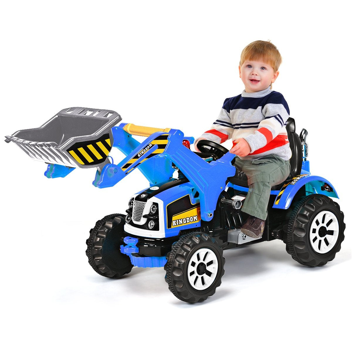 Electric Children's Forklift 12V Battery Operated Children's Excavator with 2 Speeds Children's Car Blue