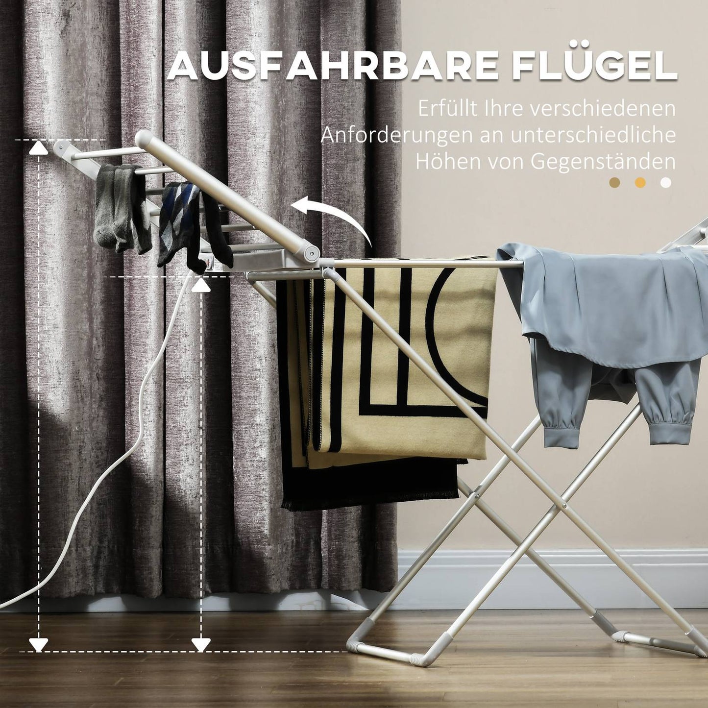 Heated Collapsible Clothes Airer - Adjustable Temperature, Aluminum