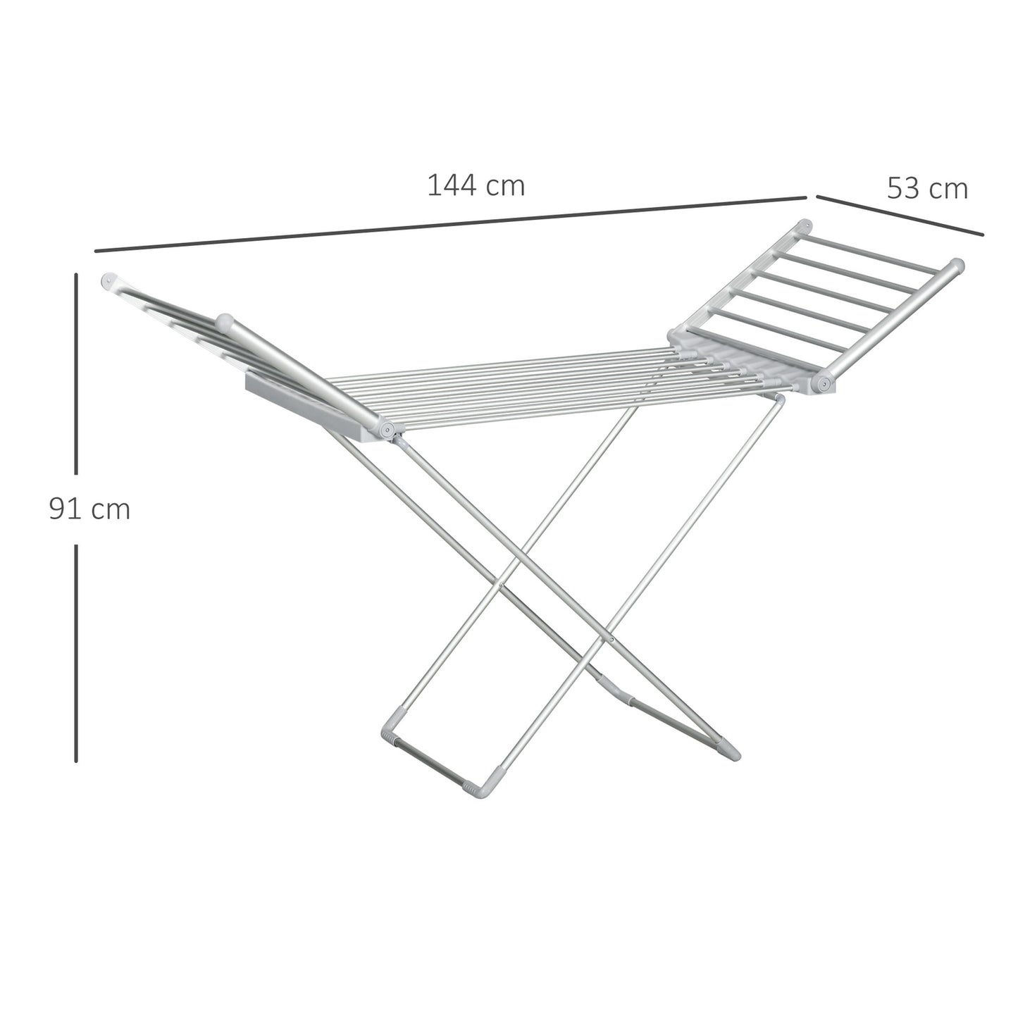 Heated Collapsible Clothes Airer - Adjustable Temperature, Aluminum