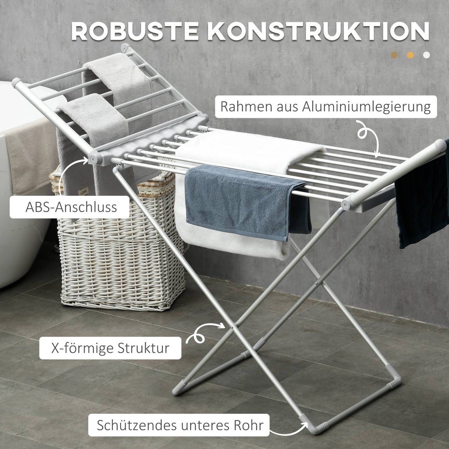 Heated Collapsible Clothes Airer - Adjustable Temperature, Aluminum