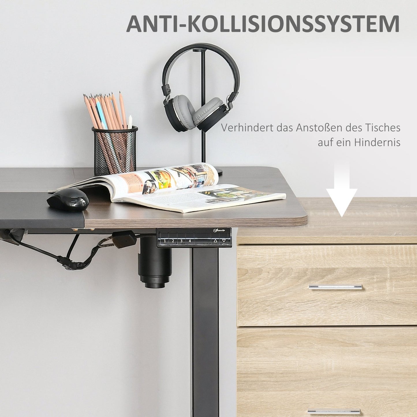 Electric Standing Table Frame, Motorized Height Adjustable, 140x70Cm