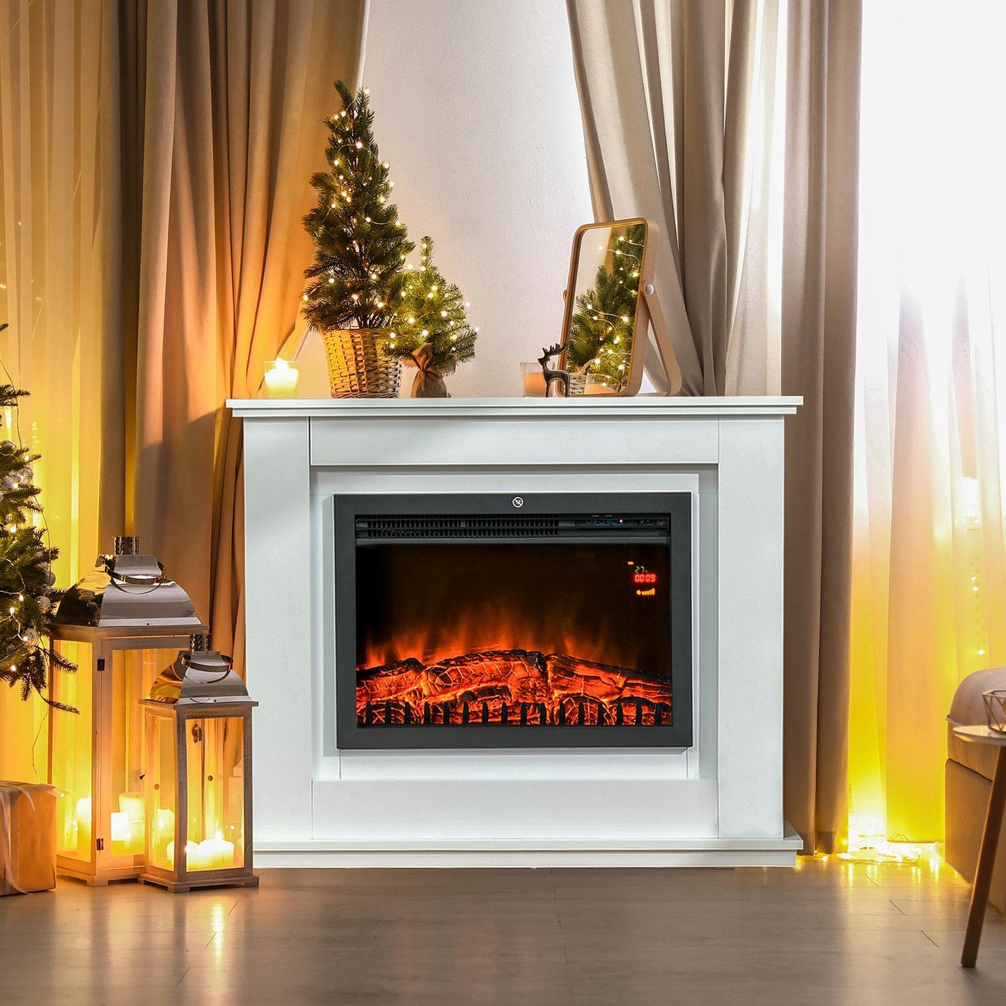 Electric Fireplace, 1000W/2000W, 20-25m² Coverage