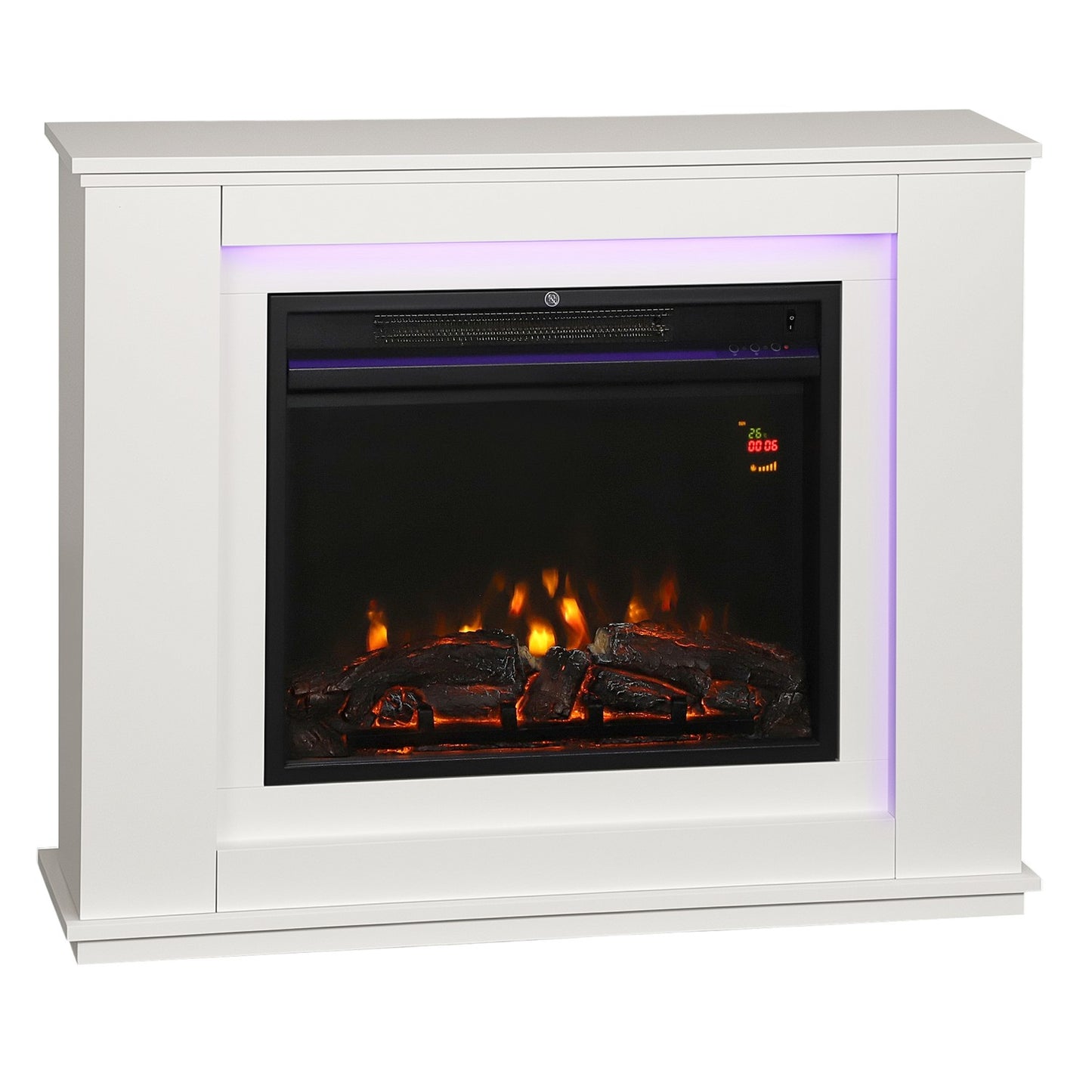 Electric Fireplace, 12 Flame Colors, Remote, Timer, Black