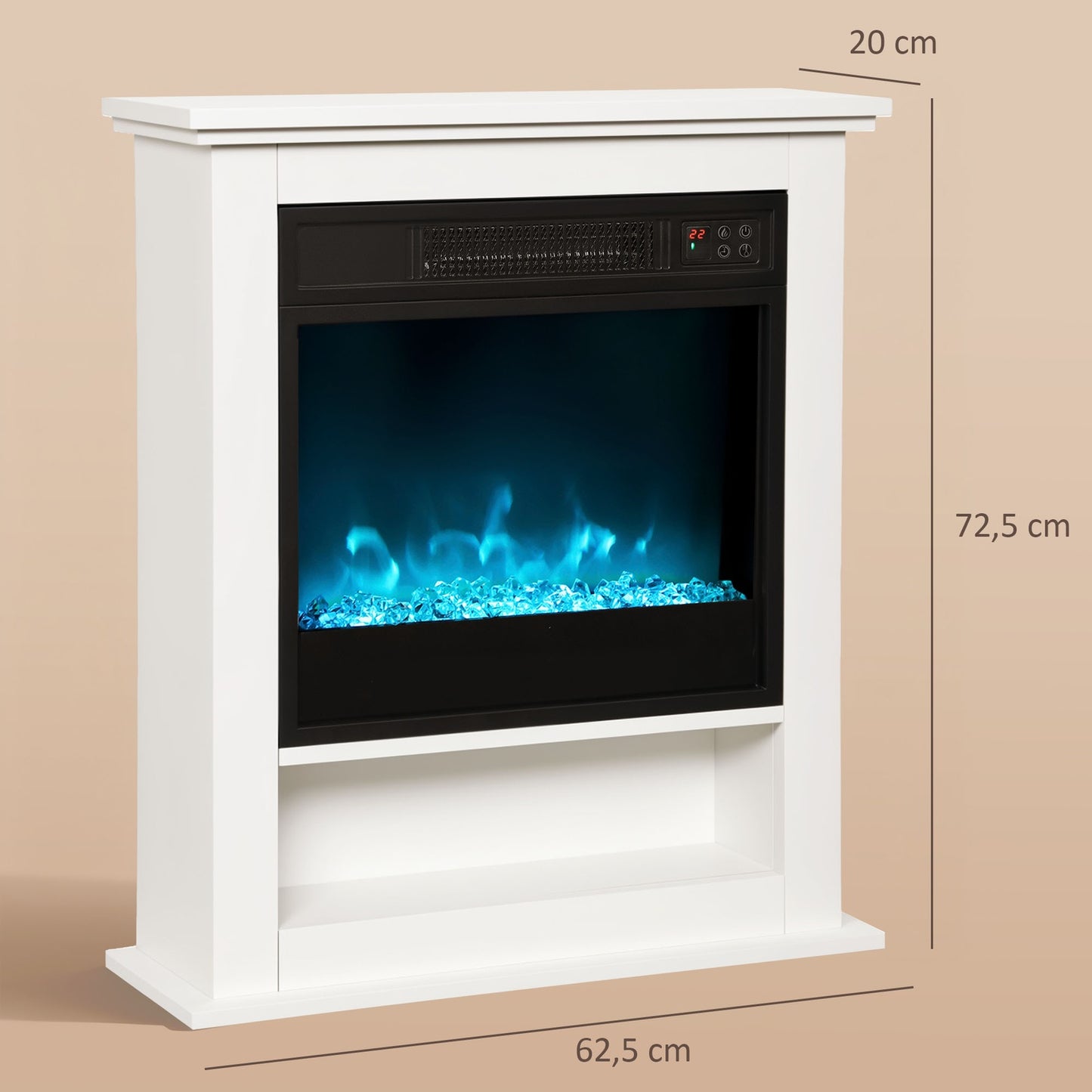 Electric Fireplace, 1800W, 9 Flame Colors, Remote Control