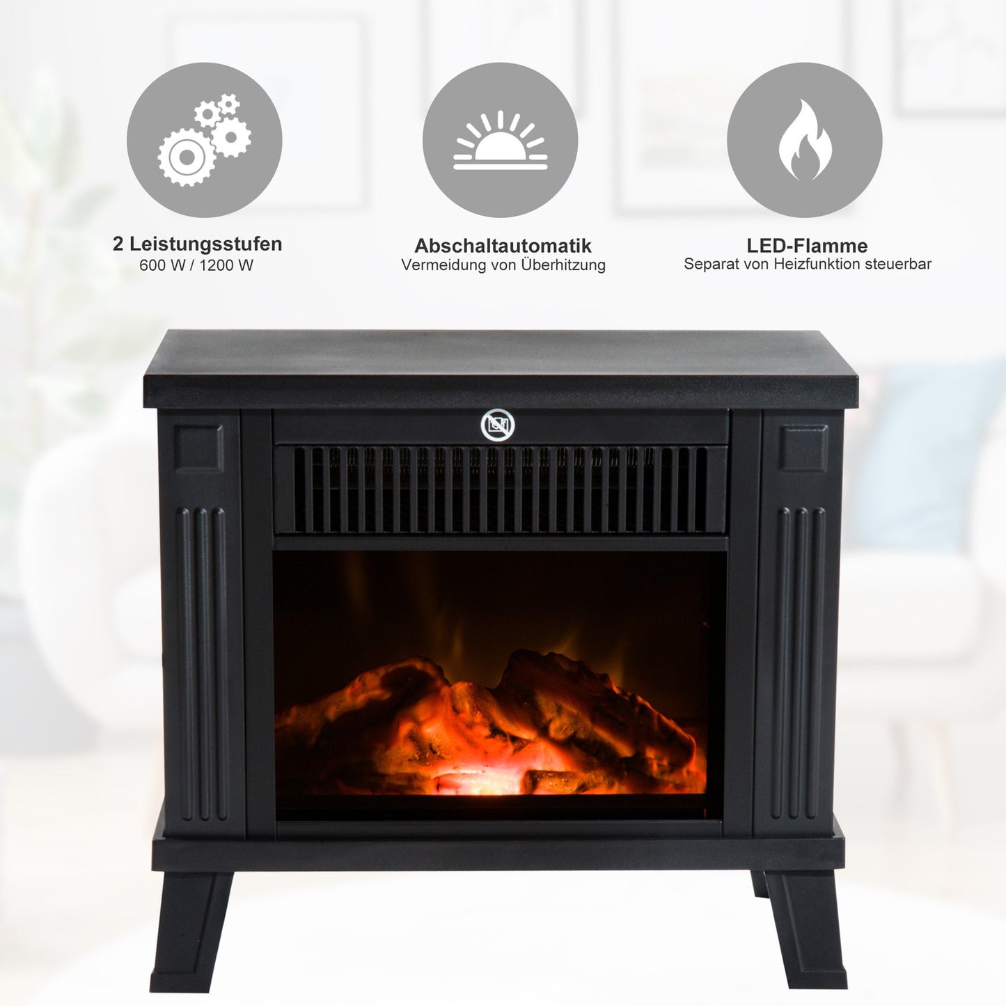 Electric stove - 600/1200W, black, 34x17x31 cm