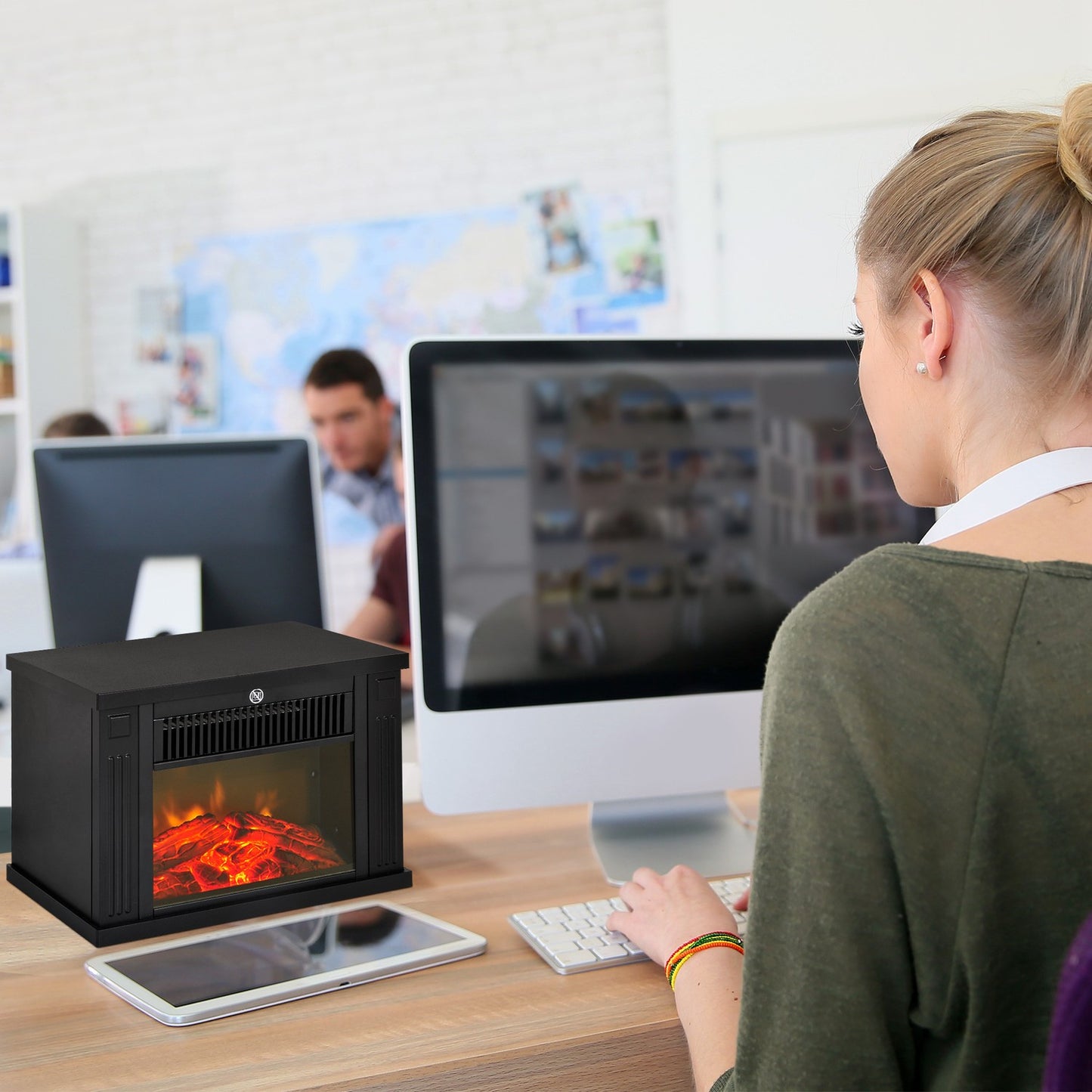 Electric wall stove with adjustable heat settings