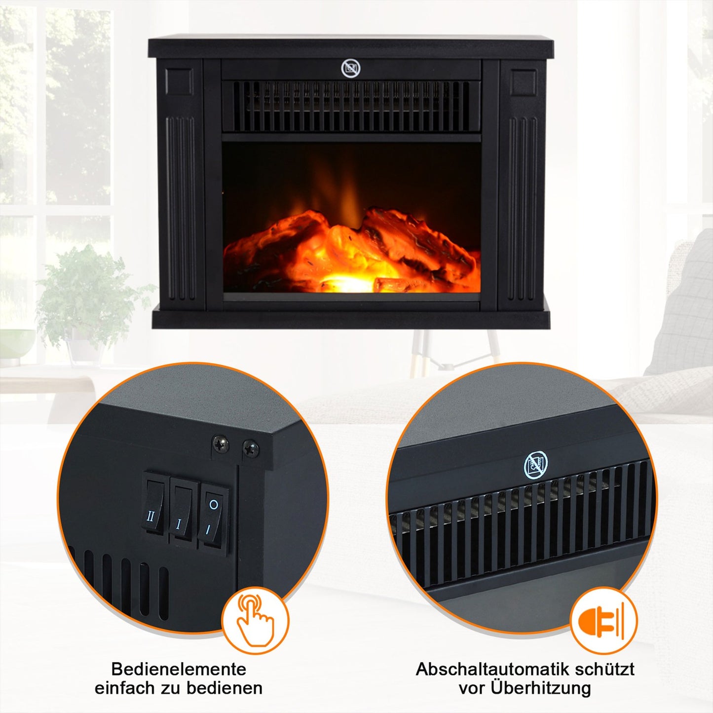 Electric wall stove with adjustable heat settings