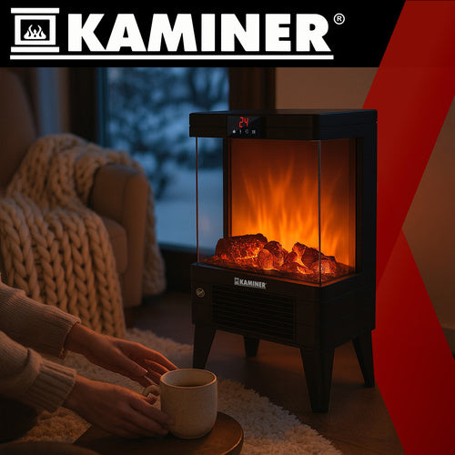 Electric Fireplace Heater, 2000W, Flame Effect, Remote Control