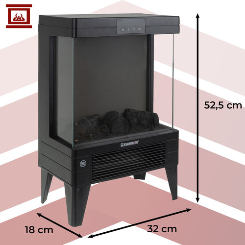 Electric Fireplace Heater, 2000W, Flame Effect, Remote Control