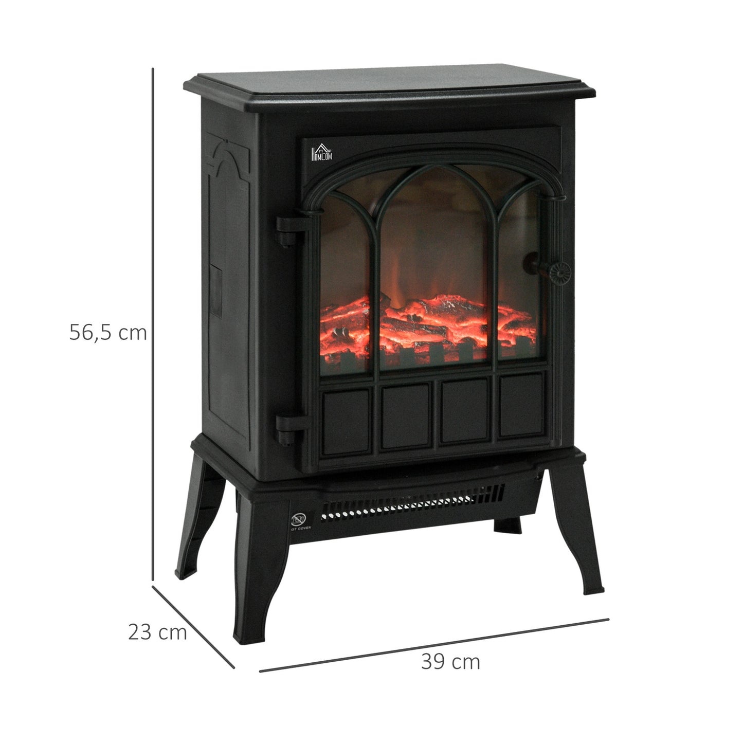 Electric fireplace, 2000W, LED flame, Low noise, Metal safety