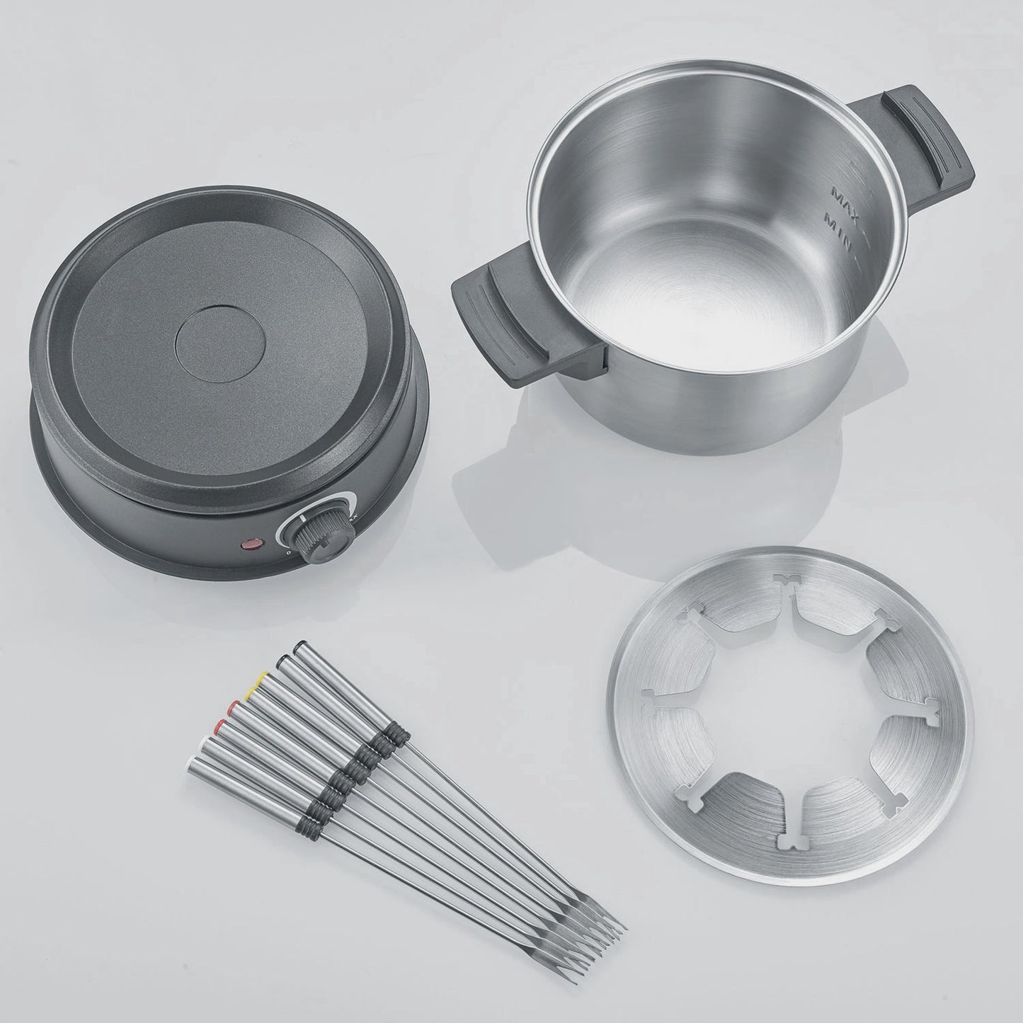 Electric Fondue Pot, Stainless Steel, 8 Forks, 1.4L Capacity